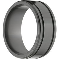 Lapos fekete cirkónium gyűrű két barázdával és polírozott kivitelben