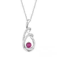 10K White Gold Ruby & Carat T.W. Gyémánt csepp medál nyaklánc