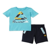 Reebok baba és kisgyermek fiú aktív grafikus póló és rövid ruhakészlet, 2 darab, méretek 12m-5T