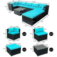 Hommoo kültéri terasz pe rattan beszélgetés moduláris kanapé szett kanapékkal, sarok kanapékkal, lábszárral és üveg dohányzóasztalokkal