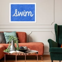 Wynwood Studio 'Swim Dots' tengeri és tengerparti keretes fali művészet - kék, fehér