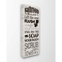 Stupell Industries fürdőszobai szabályok Fa texturált szótervezés vászon fali művészet, Marcus Prime