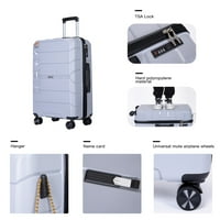 Hardside bőrönd fonó kerekek PP poggyászkészlet Könnyű bőrönd TSA zárral - 3 darabos szett - szürke