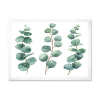 Designart 'Fiatal eukaliptusz ágak és levelek i' hagyományos keretes művészet nyomtatás