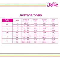 Justice Girls nyomtatott zseb póló, Méretek 5- & Plus