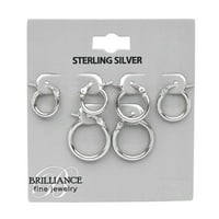 Brilliance Fine Jewelry Trio Click Top Hoop fülbevalók sterling ezüstben
