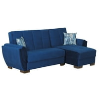 Ottomanson Origins Air Modern Convertible L alakú szekcionált kanapé, kék mikroszálas anyag