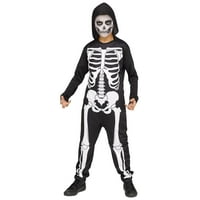 Szórakoztató World Skeleton Jumpsuit Halloween Fancy-Dress jelmez gyermeknek, kisfiúknak