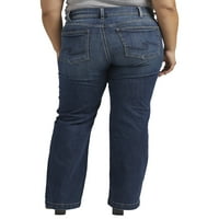 Ezüst Jeans Co. plusz méret Avery magas emelkedésű nadrág láb farmer derékméret 12-24