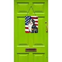 Carolines Treasures LH9003DS USA amerikai zászló Berni hegyi kutya fal vagy ajtó lógó nyomatok, 12x16