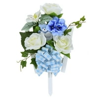 Mainstays mesterséges rózsa, hortenzia és alstroemeria vegyes rácsos, több, baba kék és fehér, 16