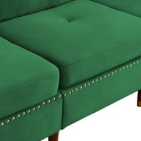 Aukfa modern bársony szekcionált kanapé alakú kanapé reverzibilis itoman-oszmán-nappali funiture-zöld