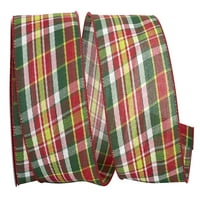 Paper Plaid Twill Holiday Divat HeD Edge Szalag, Red & Green, 4in 10yd, csomagonként