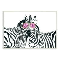 Stupell Industries Zebra Safari állat pár rózsaszín napszemüveg vad minta, 13, Design: Ziwei Li