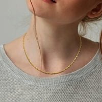 Miabella női 14K sárga arany üreges gyémánt vágott szingapúri nyaklánc, 18 finom csavar