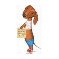 Danny Gordon Art 'Brown Dachshund Top rövidnadrág szandál' vászon művészet