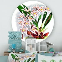 Designart 'White Vintage Orchide Flower II' Hagyományos körfém fali művészet - 11 lemez