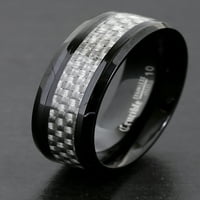 Fekete bevont rozsdamentes acél szürke szénszálas gyűrű