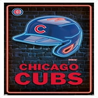 Chicago Cubs - Neon sisak fali poszter, 22.375 34 keretes