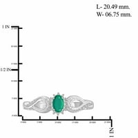 3. Carat T.G.W. Smaragd és fehér gyémánt akcentus ezüst négyrészes ékszerkészlet