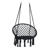 Aukfa függőágy szék függő makrame lengés - háló kötélhinta szék - mA lbs - fekete