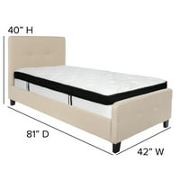 Flash bútorok Tribeca Twin méretű csomózott kárpitozott Platform ágy bézs Szövet memória hab matrac