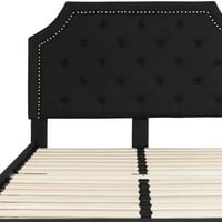 Flash bútorok Brighton teljes méretű csomózott kárpitozott Platform ágy Fekete Szövet