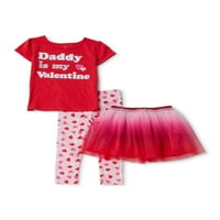 Valentin-napi baba kisgyermek lány póló, nadrág és tutu szoknya, ruhakészlet