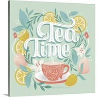 GreatBigcanvas Tea Time v Gia Graham világossárga világosszürke kék 16 in. W 16 .