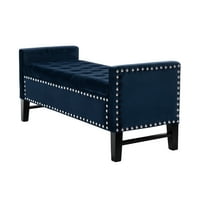 Mathias Navy Velvet Storage Pad - Gomb Tufted, ezüst körömfej díszítés, több pozíció