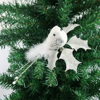Fehér csillogó madár toll levelek dekoratív klip karácsonyi dísz
