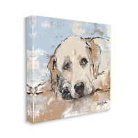 Stupell Industries Labrador kutya absztrakt ecsetvonások festménygaléria csomagolt vászon nyomtatott falművészet, Design by Debi