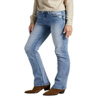 Silver Jeans Co. női Elyse Mid Rise vékony bootcut farmer, derékméret 24-36