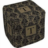 Hüvelykujj damask monogram pouf, fekete és arany