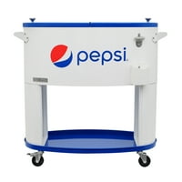 Pepsi 80 kvart kültéri gördülőhűtő a kerekeken a háztáji, a fedélzet, a terasz és a kültéri szórakoztató, Pepsi White