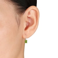 Miabella női karátos T.G.W. Smaragd-vágott peridot és kerek vágott gyémánt akcentus ezüst euró fülbevalók