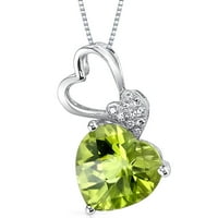 2. CT szív alakú zöld peridot és gyémánt medál 14K fehéraranyban, 18