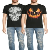 Halloween férfiak Jack O Lámpás és koponya pólók, 2-csomag, S-2XL méretű