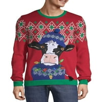 Ünnepi idő férfi világítás tehén csúnya karácsonyi pulóver