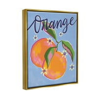 Narancssárga citrusfélék virágmintás ételek és italok grafikus művészet metál arany keretes művészet nyomtatott fali művészet