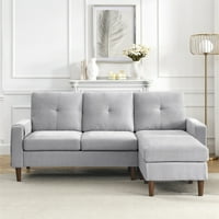 Aukfa 80 szekcionális kanapé nappali, üléses kanapé, reverzibilis oszmánnal, zsenile, világosszürke